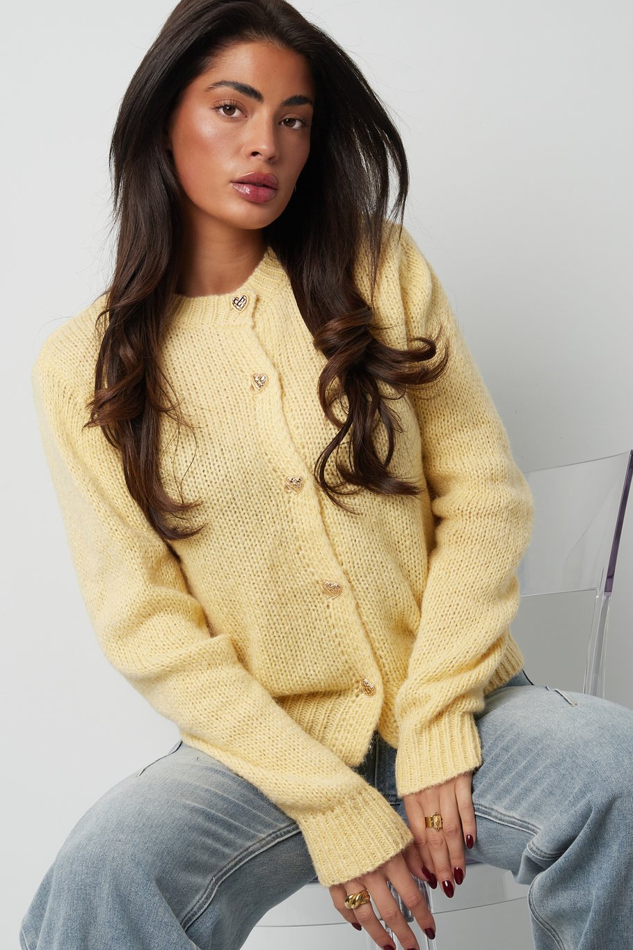 Gestrickter Love Cardigan - grau Bild10